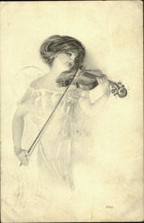 Woman Playing Violin Postcard