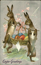 Easter Greetings Bunnies Postcard Postcard