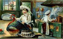 Thanksgiving Greetings Turkeys Postcard Postcard