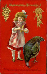 Thanksgiving Blessings Children Postcard Postcard