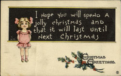 Christmas Greetings Children Postcard Postcard