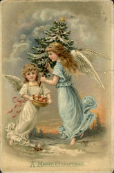 A Merry Christmas Angels Postcard Postcard