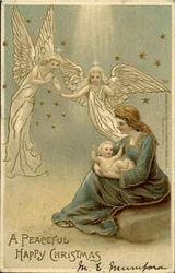 A Peaceful Happy Christmas Angels Postcard Postcard