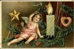 Frohliche Weihnachten Angels Postcard Postcard