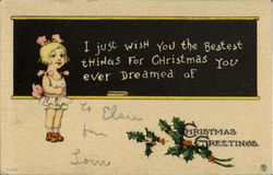 Christmas Greetings Children Postcard Postcard