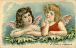 A Merry Christmas Angels Postcard Postcard