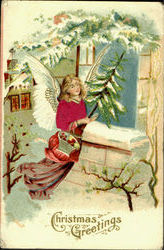 Christmas Greetings Angels Postcard Postcard