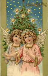 A Merry Christmas Angels Postcard Postcard