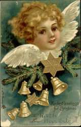 Kindest Greetings For Christmas Angels Postcard Postcard