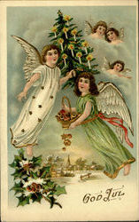 God Jul Angels Postcard Postcard