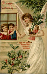 A Merry Christmas Angels Postcard Postcard