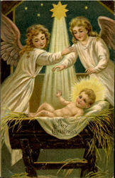 A Merry Christmas Angels Postcard Postcard