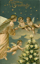 Christmas Greetings Angels Postcard Postcard