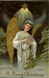 A Merry Christmas Angels Postcard Postcard