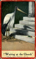 Stork Waiting At The Church Babies Postcard Postcard