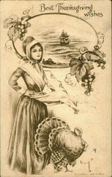 Best Thanksgiving Wishes Women Postcard Postcard