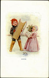 Winter Children Postcard Postcard