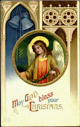 May God Bless You Christmas Angels Postcard Postcard