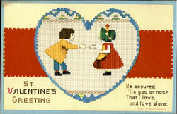 St. Valentine's Greeting Needlepoint Postcard