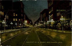 Walnut St. At Night Postcard