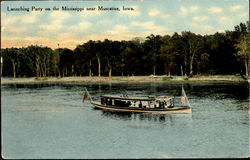 Launching Party On The Mississippi Muscatine, IA Postcard Postcard