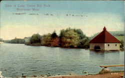 View  Of Lake, Green Hill Park Worcester, MA Postcard Postcard