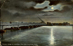 Harvard Bridge By Moonlight Postcard