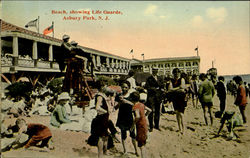 Beach Showing Life Guards Postcard