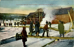 Cutting Ice On Watchung Lake Postcard