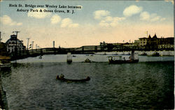 Heck St. Bridge Over Wesley Lake Asbury Park, NJ Postcard Postcard