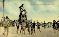 Playing On The Beach Long Beach, NY Postcard Postcard