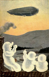 Snowmen with Airship Postcard