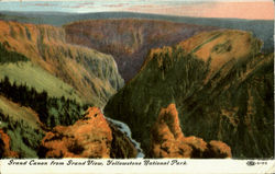 Grand Canon From Grand View, Yellowstone National Park Wyoming Postcard Postcard