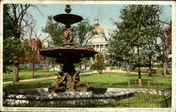 Brewer Fountain And State House Boston, MA Postcard Postcard