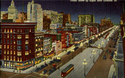 Canal Street By Night New Orleans, LA Postcard Postcard