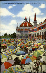 Casino And Parasols At Beach Postcard