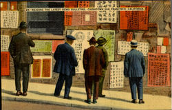 Reading The Latest News Bulletins, Chinatown San Francisco, CA Postcard Postcard