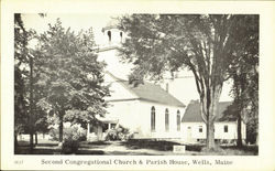 Second Congregational Church & Parish House Wells, ME Postcard Postcard