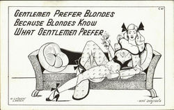 C87 Gentlemen prefer blondes Risque & Nude Postcard Postcard