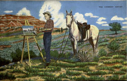 The Cowboy Artist Cowboy Western Postcard Postcard