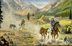 Lead'n Em Out Cowboy Western Postcard Postcard