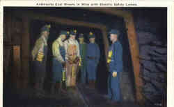 Anthracite Coal Miners in Mine with Electric Safety Lamps Mining Postcard Postcard