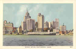 Detroit Skyline from Windsor Canada Michigan Postcard Postcard