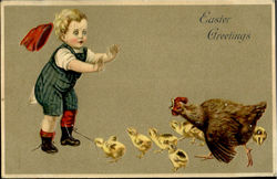 Easter Greetings With Children Postcard Postcard