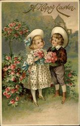 A Happy Easter With Children Postcard Postcard