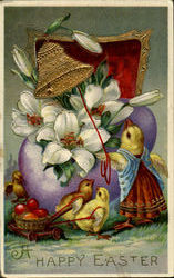 A Happy Easter With Chicks Postcard Postcard