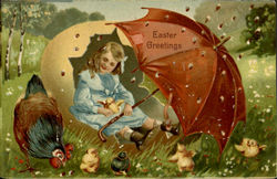 Easter Greetings With Children Postcard Postcard