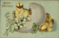 Easter Greetings With Chicks Postcard Postcard