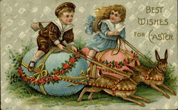 Best Wishes For Easter With Children Postcard Postcard