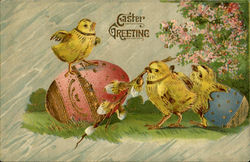 Easter Greeting With Chicks Postcard Postcard